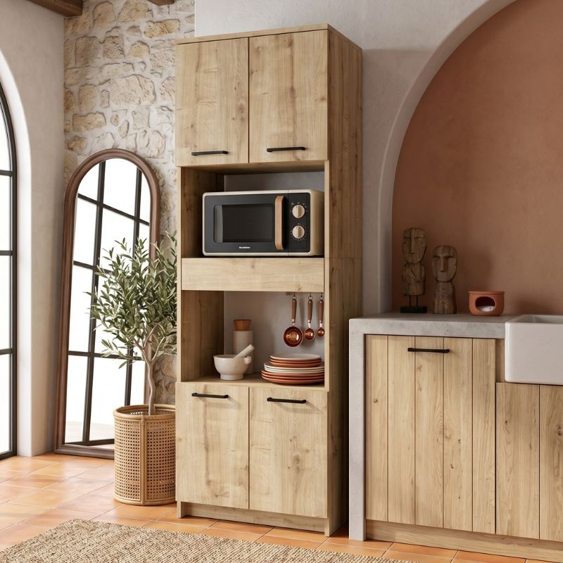 Alvento Megapap melamine multipurpose cabinet in sapphire oak color 60x42x180cm.