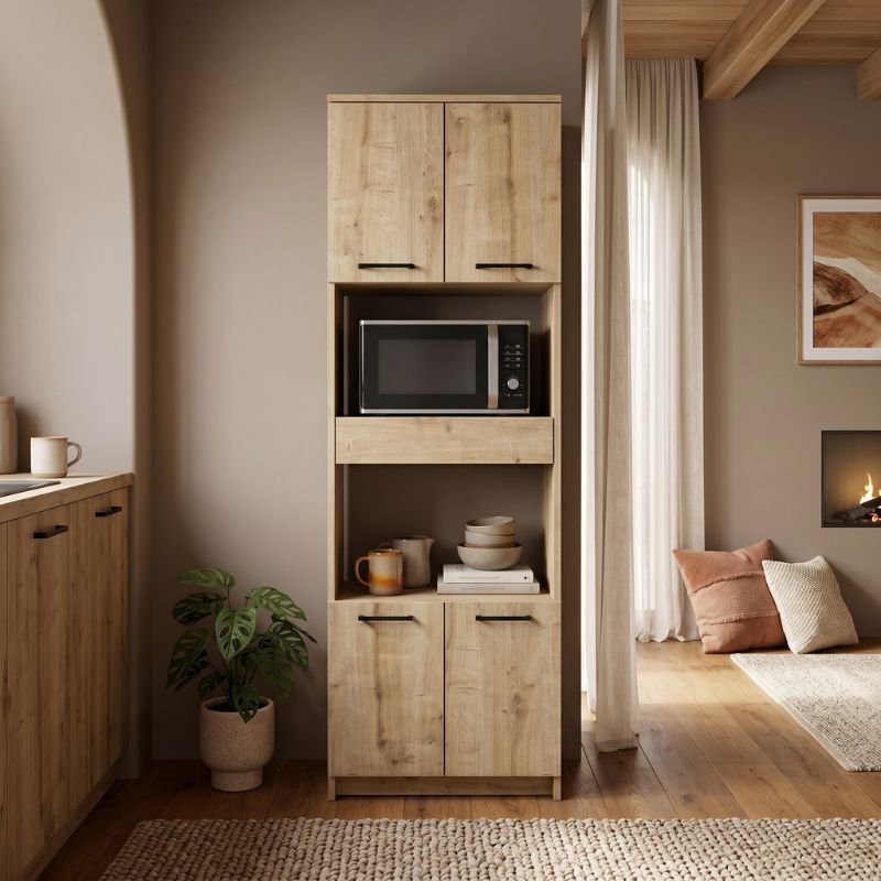 Alvento Megapap melamine multipurpose cabinet in sapphire oak color 60x42x180cm.