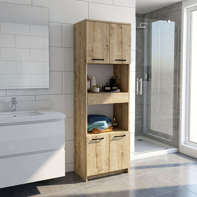 Alvento Megapap melamine multipurpose cabinet in sapphire oak color 60x42x180cm.