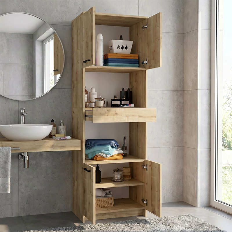 Alvento Megapap melamine multipurpose cabinet in sapphire oak color 60x42x180cm.