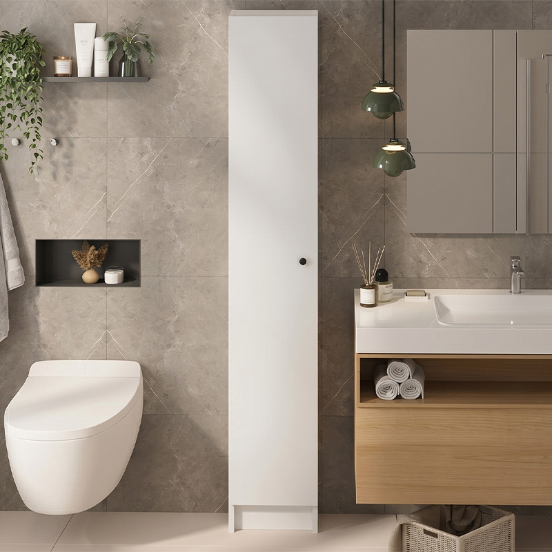 Buket Megapap melamine multi purpose cabinet in white color 29,8x32,1x175,2cm.