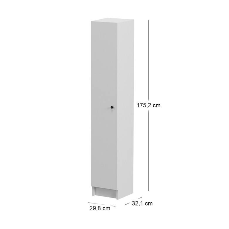 Buket Megapap melamine multi purpose cabinet in white color 29,8x32,1x175,2cm.
