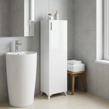 Ντουλάπι κουζίνας - μπάνιου Mine Megapap χρώμα λευκό 30x32x128εκ.