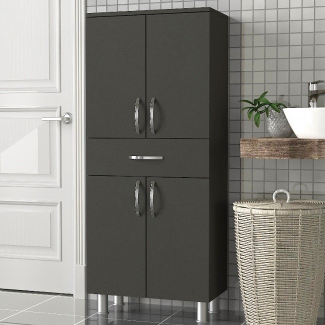 Ντουλάπι κουζίνας - μπάνιου Montana Megapap χρώμα ανθρακί 59,4x31,5x140εκ.