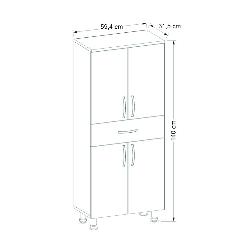 Montana Megapap melamine multipurpose cabinet in anthracite color 59,4x31,5x140cm.