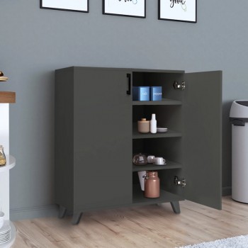 Ντουλάπι κουζίνας/μπάνιου - Παπουτσοθήκη Lilly Megapap χρώμα ανθρακί 72x32,5x88εκ.