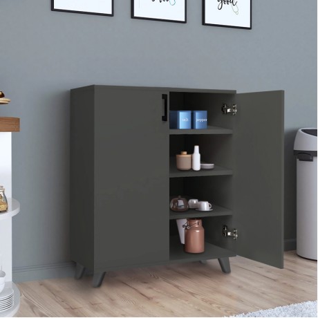 Lilly Megapap melamine kitchen/bathroom cabinet -  shoe rack in anthracite color 72x32,5x88cm.