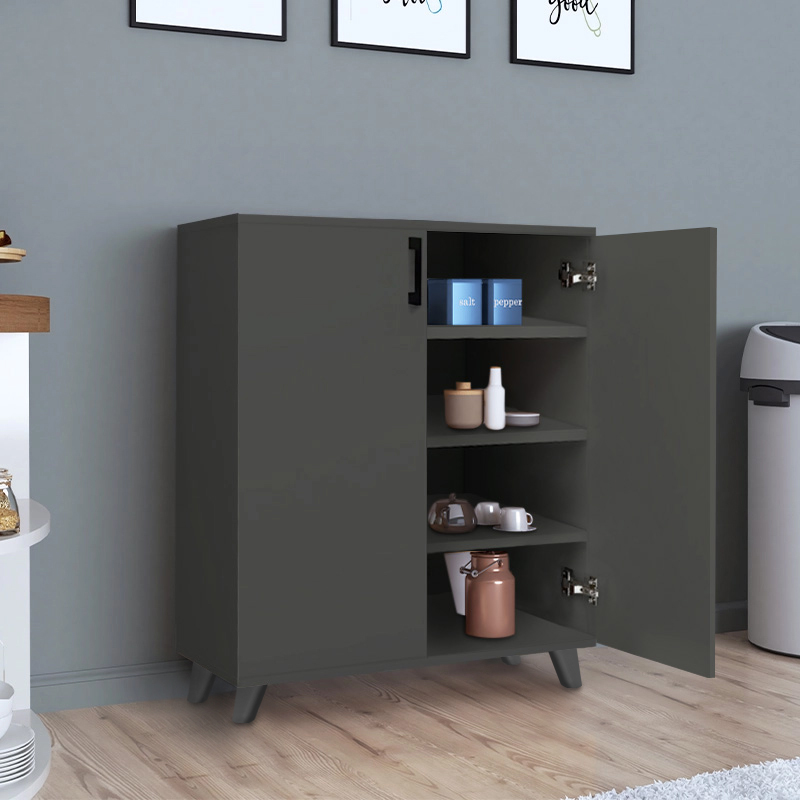 Lilly Megapap melamine kitchen/bathroom cabinet -  shoe rack in anthracite color 72x32,5x88cm.