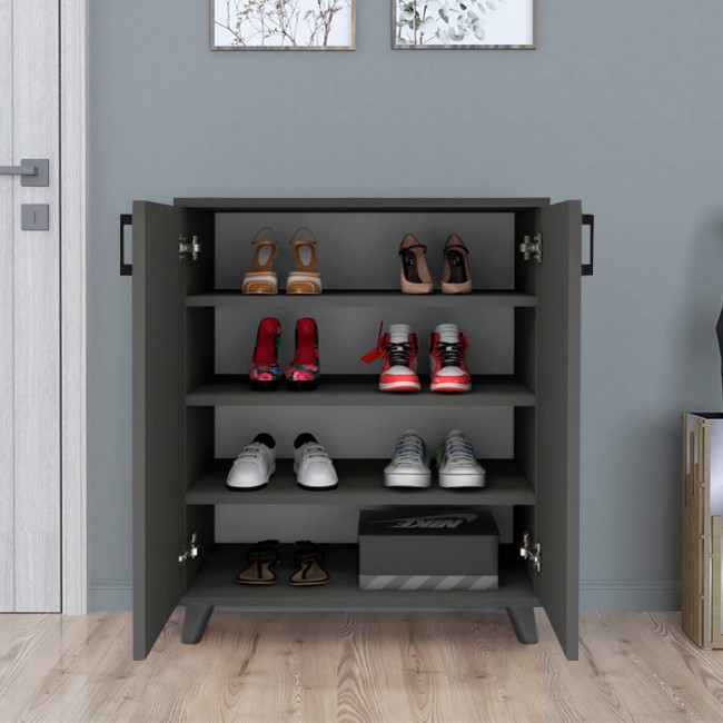 Ντουλάπι κουζίνας/μπάνιου - Παπουτσοθήκη μελαμίνης Lilly Megapap χρώμα ανθρακί 72x32,5x88εκ. Ντουλάπι κουζίνας/μπάνιου - Παπουτσοθήκη μελαμίνης Lilly Megapap χρώμα ανθρακί 72x32,5x88εκ.