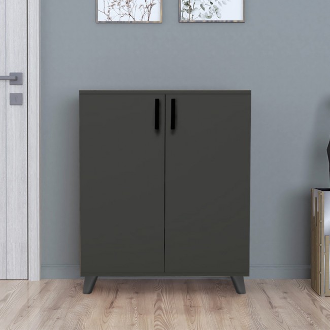 Ντουλάπι κουζίνας/μπάνιου - Παπουτσοθήκη μελαμίνης Lilly Megapap χρώμα ανθρακί 72x32,5x88εκ. Ντουλάπι κουζίνας/μπάνιου - Παπουτσοθήκη μελαμίνης Lilly Megapap χρώμα ανθρακί 72x32,5x88εκ.