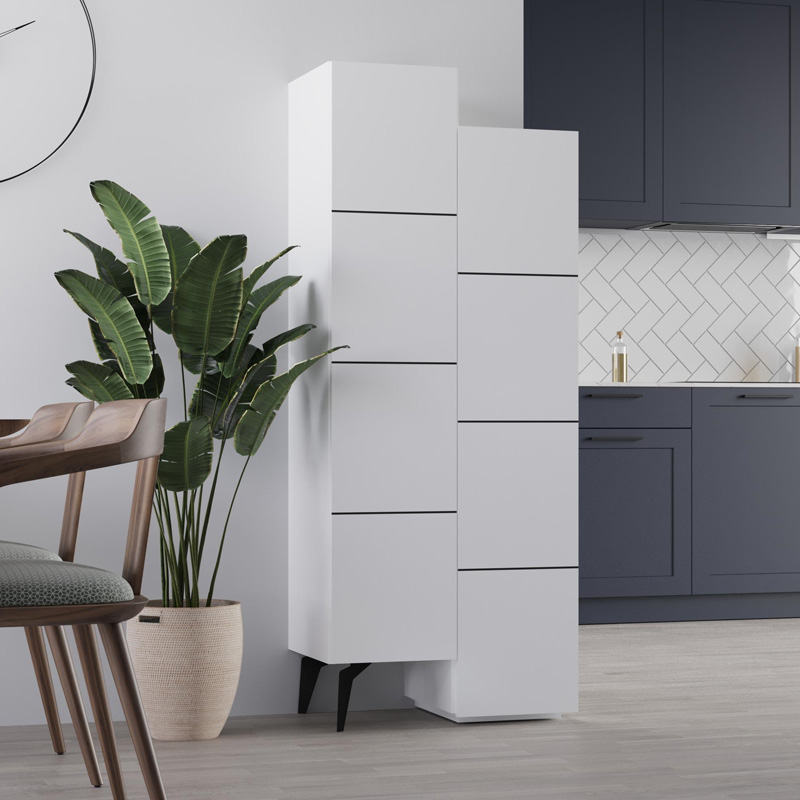 Stair Megapap melamine multipurpose cabinet in white color 62,2x37,4x156cm