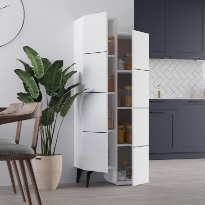 Ντουλάπι κουζίνας/μπάνιου - Παπουτσοθήκη Stair Megapap χρώμα λευκό 62,2x37,4x156εκ.