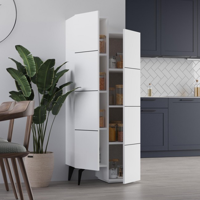 Ντουλάπι κουζίνας/μπάνιου - Παπουτσοθήκη Stair Megapap χρώμα λευκό 62,2x37,4x156εκ. Ντουλάπι κουζίνας/μπάνιου - Παπουτσοθήκη Stair Megapap χρώμα λευκό 62,2x37,4x156εκ.