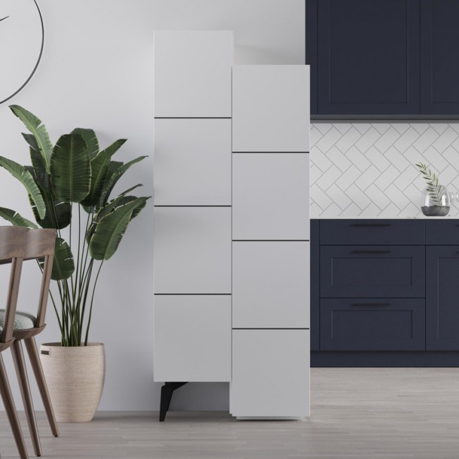 Ντουλάπι κουζίνας/μπάνιου - Παπουτσοθήκη Stair Megapap χρώμα λευκό 62,2x37,4x156εκ. Ντουλάπι κουζίνας/μπάνιου - Παπουτσοθήκη Stair Megapap χρώμα λευκό 62,2x37,4x156εκ.