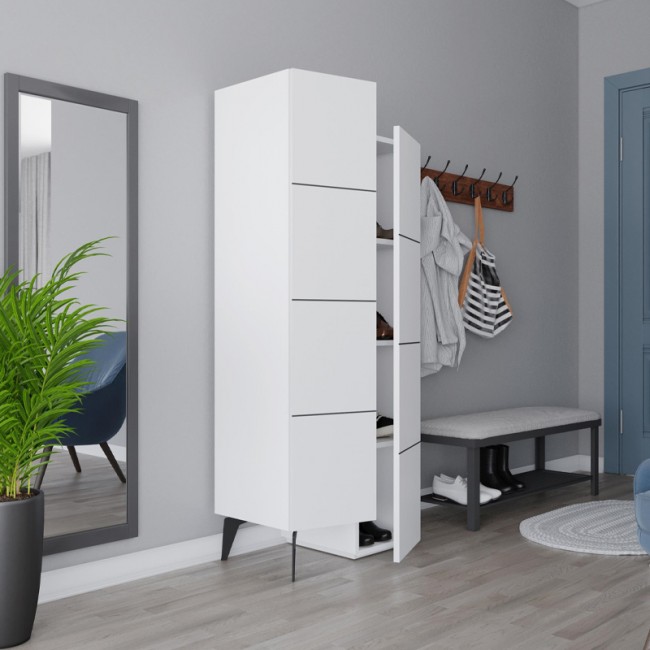 Ντουλάπι κουζίνας/μπάνιου - Παπουτσοθήκη Stair Megapap χρώμα λευκό 62,2x37,4x156εκ. Ντουλάπι κουζίνας/μπάνιου - Παπουτσοθήκη Stair Megapap χρώμα λευκό 62,2x37,4x156εκ.