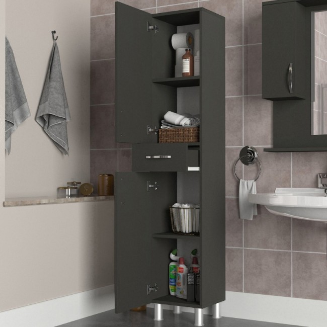 Selina Megapap melamine kitchen/bathroom cabinet in anthracite color 35x31x179cm.