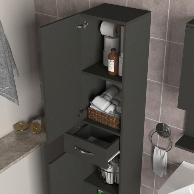 Selina Megapap melamine kitchen/bathroom cabinet in anthracite color 35x31x179cm.