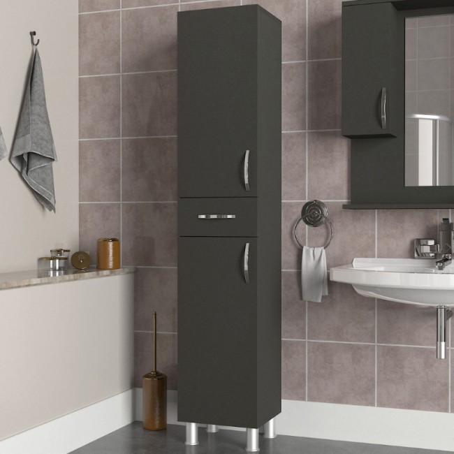 Selina Megapap melamine kitchen/bathroom cabinet in anthracite color 35x31x179cm.