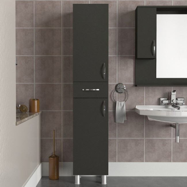 Selina Megapap melamine kitchen/bathroom cabinet in anthracite color 35x31x179cm.