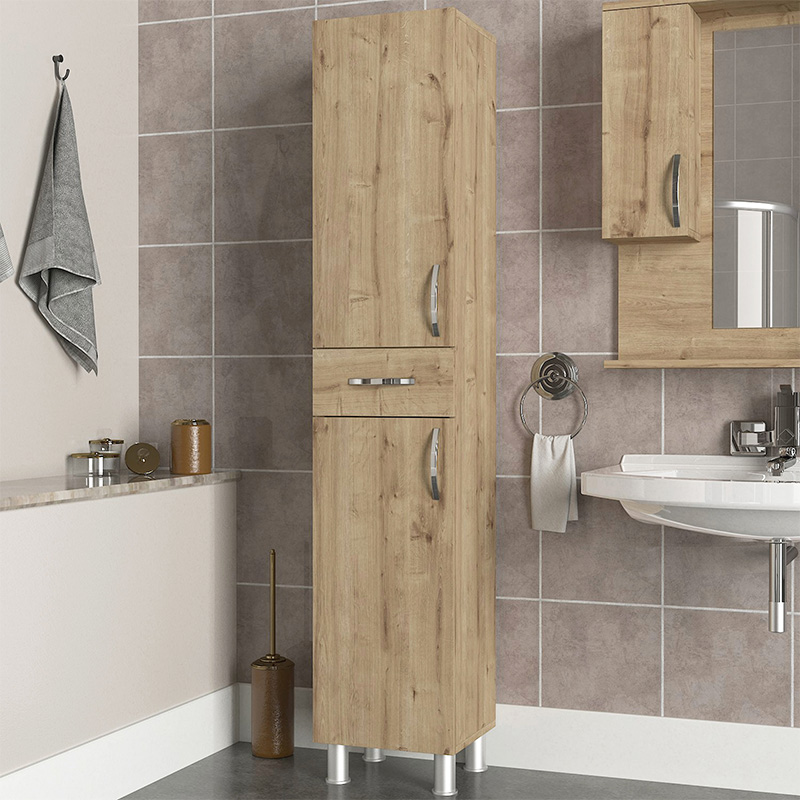 Selina Megapap melamine kitchen/bathroom cabinet in sapphire oak color 35x31x179cm.