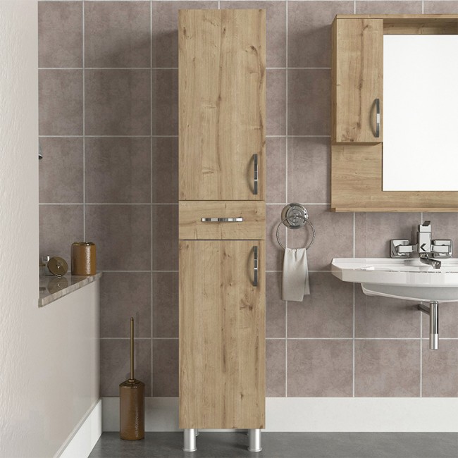 Ντουλάπι κουζίνας - μπάνιου Selina Megapap χρώμα sapphire oak 35x31x179εκ.