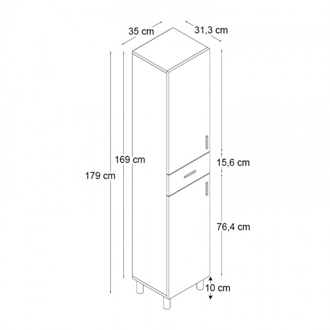 Ντουλάπι κουζίνας - μπάνιου Selina Megapap χρώμα sencron black 35x31x179εκ.