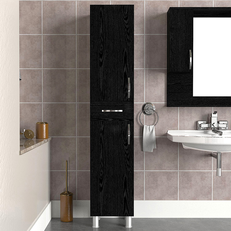 Selina Megapap melamine kitchen/bathroom cabinet in sencron black color 35x31x179cm.