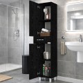 Selina Megapap melamine kitchen/bathroom cabinet in sencron black color 35x31x179cm.