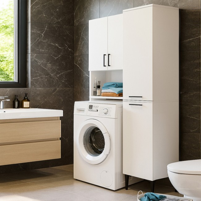 Singa Megapap melamine multipurpose cabinet in white color 45x40x180cm.