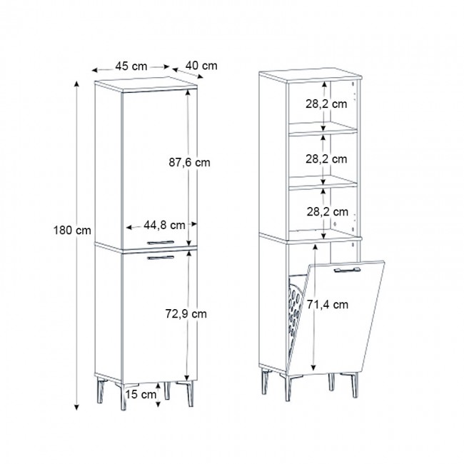 Singa Megapap melamine multipurpose cabinet in white color 45x40x180cm.