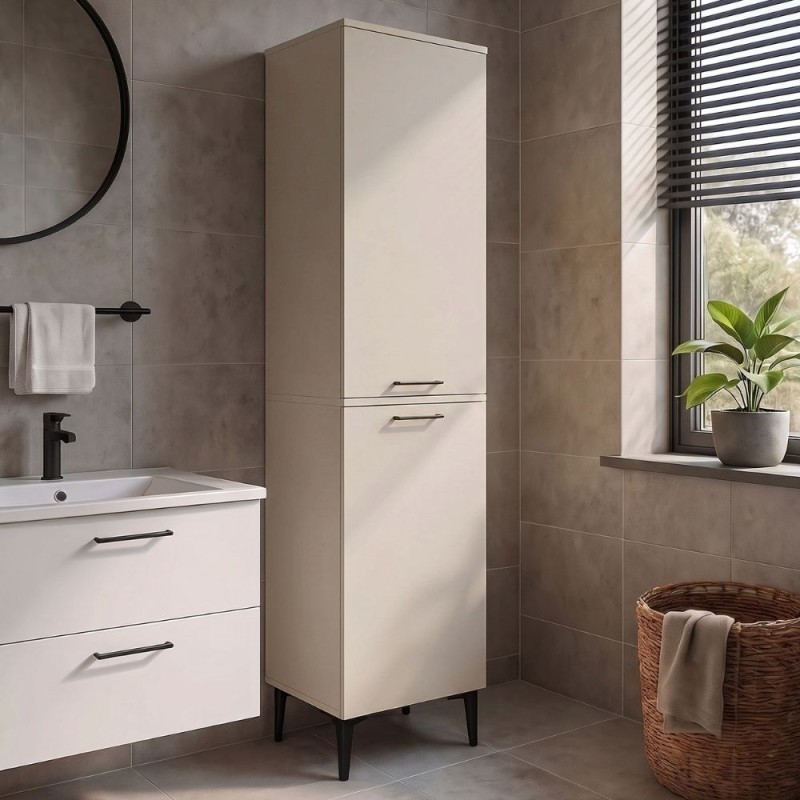 Ντουλάπι με καλάθι απλύτων Singa Megapap χρώμα sandstone 45x40x180εκ.