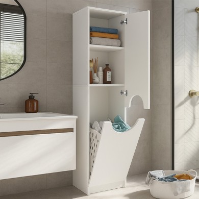 Verga Megapap melamine multipurpose cabinet in white color 45x40x180cm.