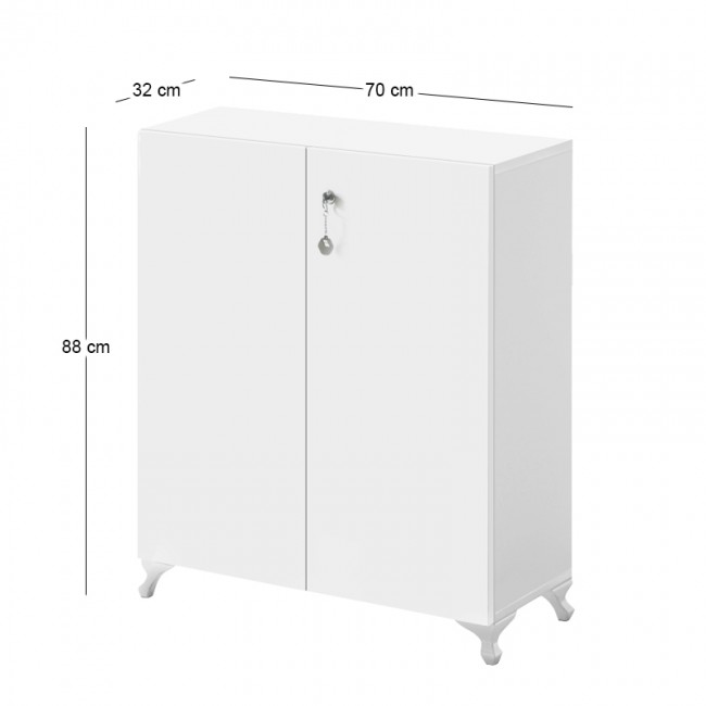 Ντουλάπι με κλειδαριά Cilem Megapap χρώμα λευκό 70x32x88εκ.