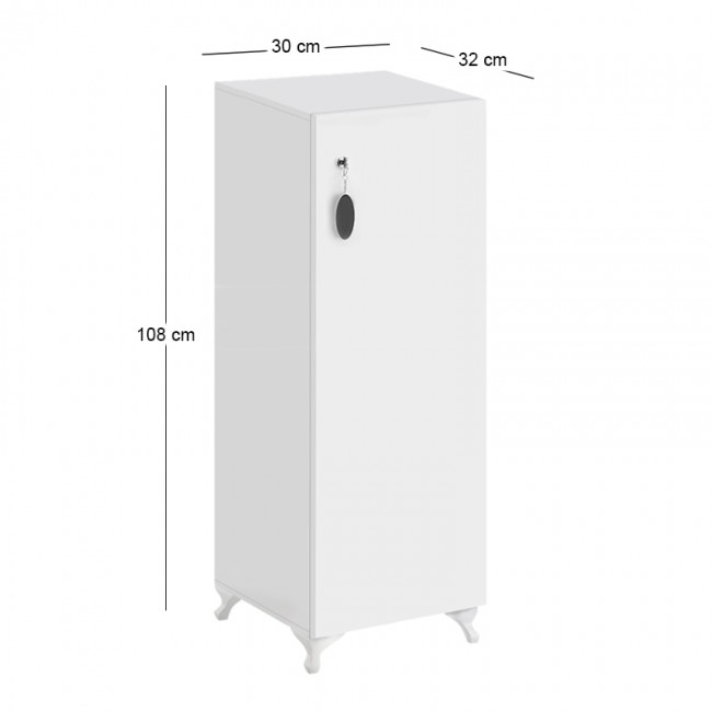 Ντουλάπι με κλειδαριά Zehra Megapap χρώμα λευκό 30x32x108εκ.