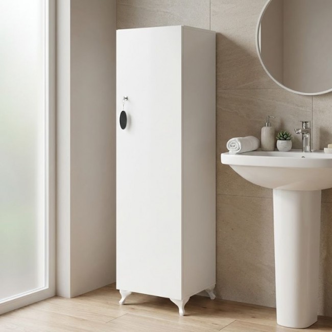 Ντουλάπι με κλειδαριά Zehra Megapap χρώμα λευκό 30x32x128εκ.