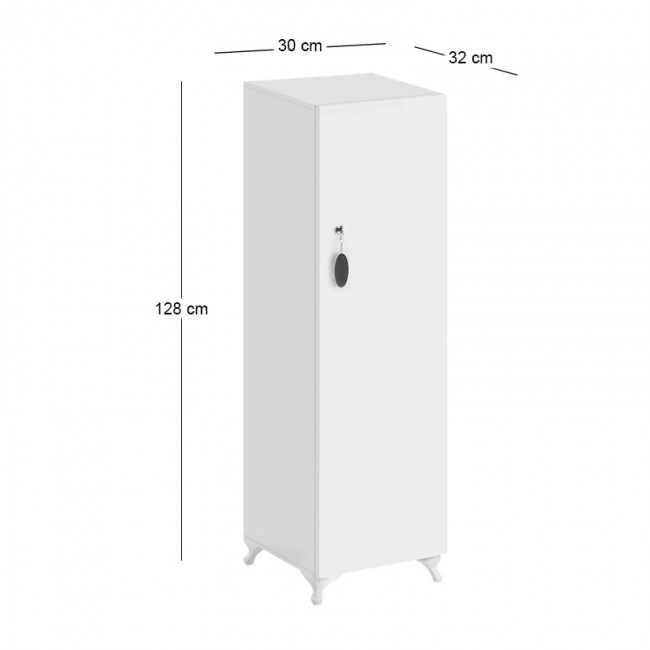 Ντουλάπι με κλειδαριά Zehra Megapap χρώμα λευκό 30x32x128εκ.