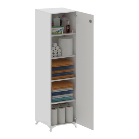 Zehra Megapap melamine multipurpose cabinet in white color 30x32x168cm.