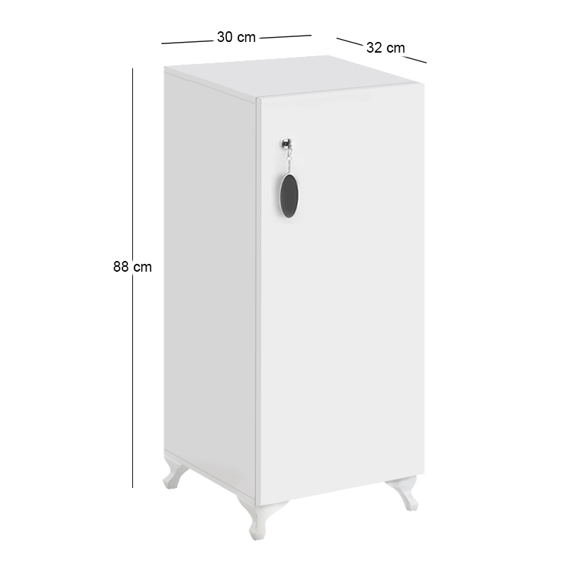 Ντουλάπι με κλειδαριά Zehra Megapap χρώμα λευκό 30x32x88εκ.