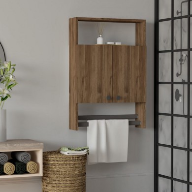 Ela Megapap melamine bathroom cabinet in walnut color 60x15x87cm.