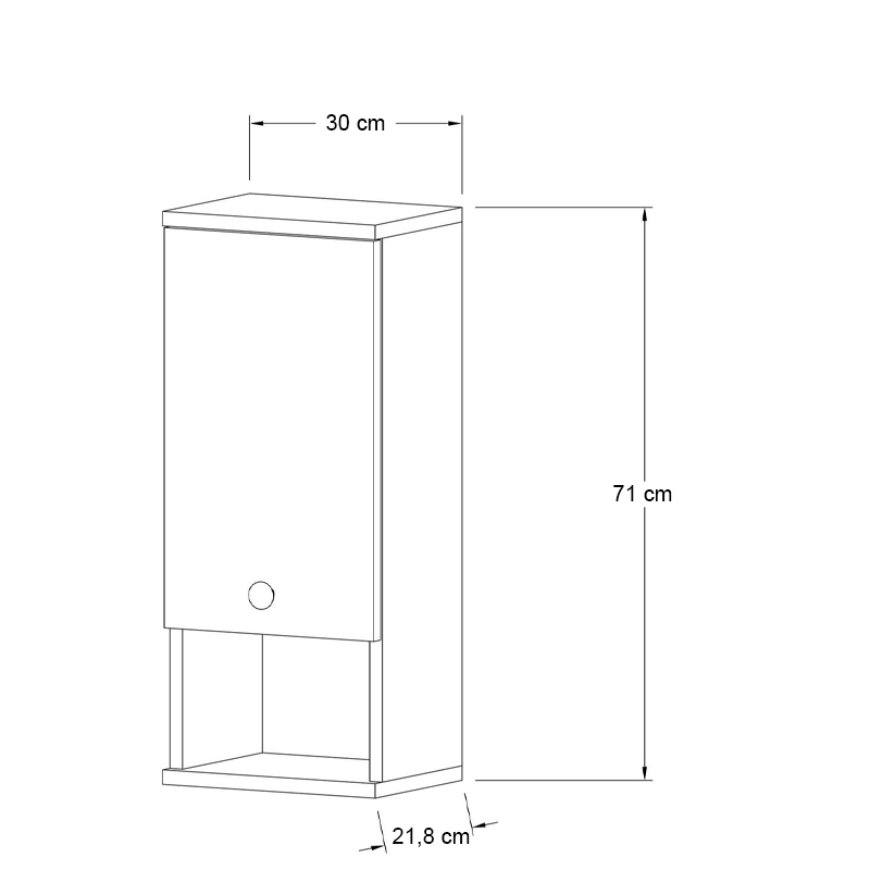 Mis Megapap melamine bathroom cabinet in walnut color 30x21.8x71cm.