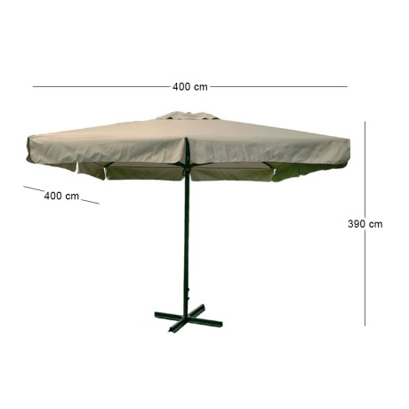 UMBRELLA 4x4m Alu Anthracite/Fabric Beige(250gr)/with base (heavy duty)