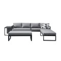 ORBEA Set Alu (Sofa+2 Benches+Coffee Table) Dark Grey/Cushions Dark Grey