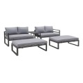 ORBEA Set Alu (Sofa+2 Benches+Coffee Table) Dark Grey/Cushions Dark Grey