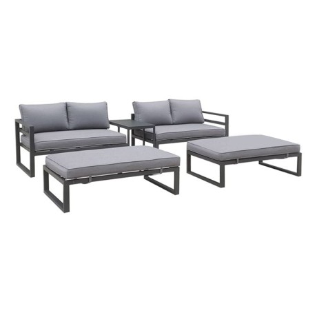 ORBEA Set Alu (Sofa+2 Benches+Coffee Table) Dark Grey/Cushions Dark Grey