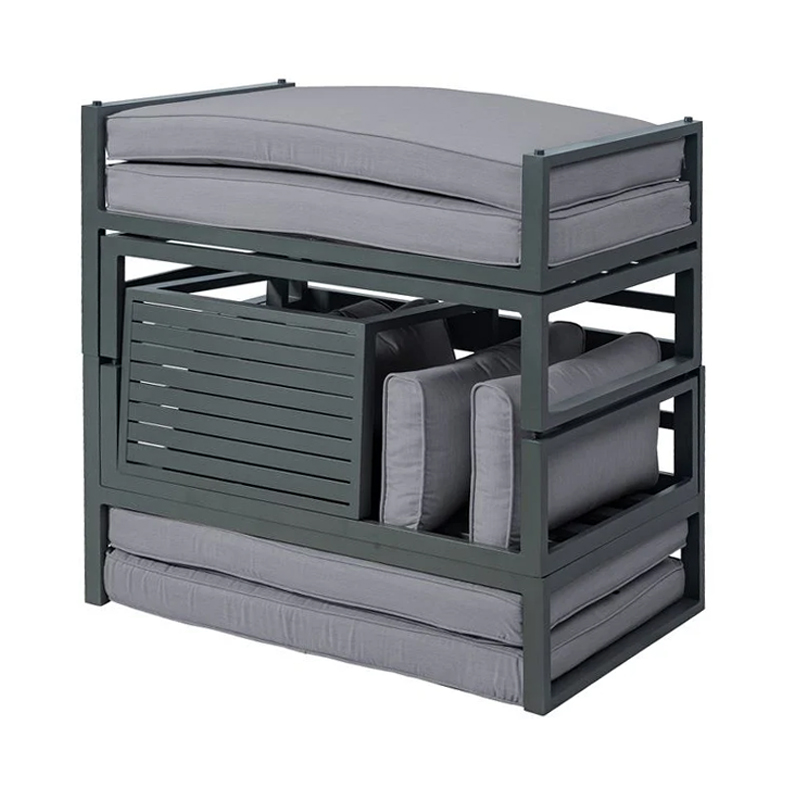 ORBEA Set Alu (Sofa+2 Benches+Coffee Table) Dark Grey/Cushions Dark Grey