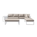 ORBEA Set Alu (Sofa+2 Benches+Coffee Table) White/Cushions Beige