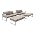 ORBEA Set Alu (Sofa+2 Benches+Coffee Table) White/Cushions Beige