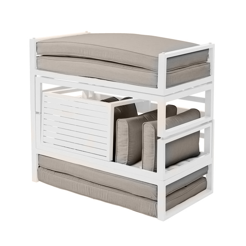 ORBEA Set Alu (Sofa+2 Benches+Coffee Table) White/Cushions Beige