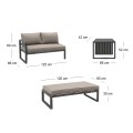 ORBEA Set Alu (Sofa+2 Benches+Coffee Table) White/Cushions Beige