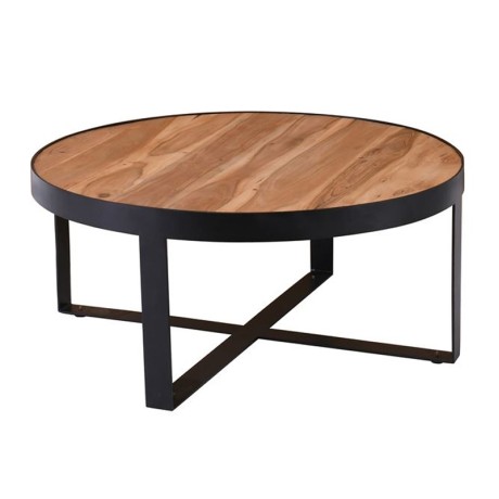 OVEN-W Coffee Table d.80x35 Acacia Natural Finish (Black Paint)